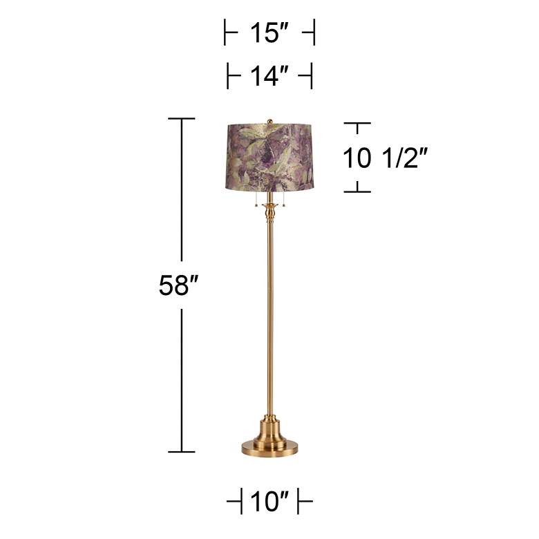 Antique Brass Floor Lamp with Botanical Leaf Shade