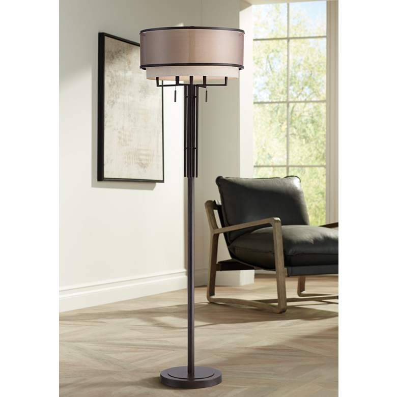 Bronze Double-Shade Floor Lamp