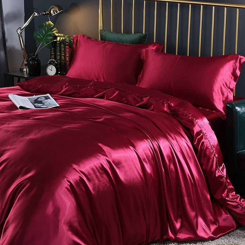 Luxury Silk Satin Bedding Set – Duvet Cover & 2 Pillowcases
