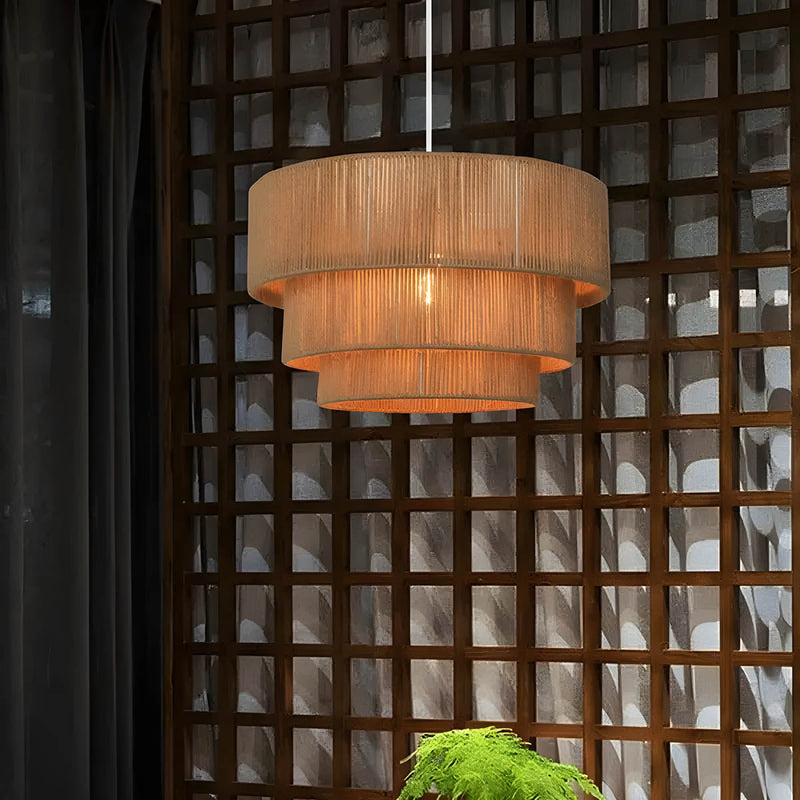 Modern Metal & Natural Rope Pendant Light – Eco-Friendly LED Design