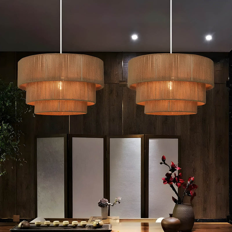 Modern Metal & Natural Rope Pendant Light – Eco-Friendly LED Design