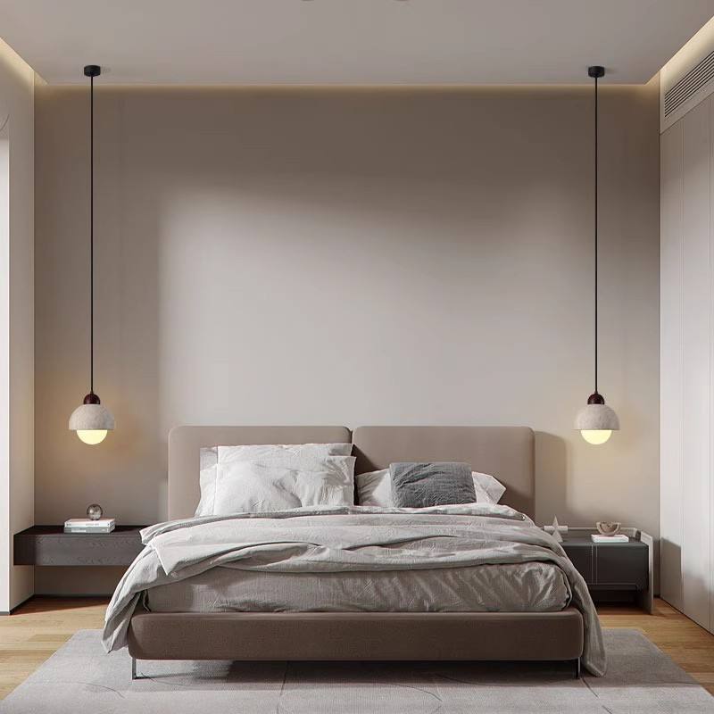 Natural Marble Pendant Light – Elegant LED Lamp in Wood & Marble