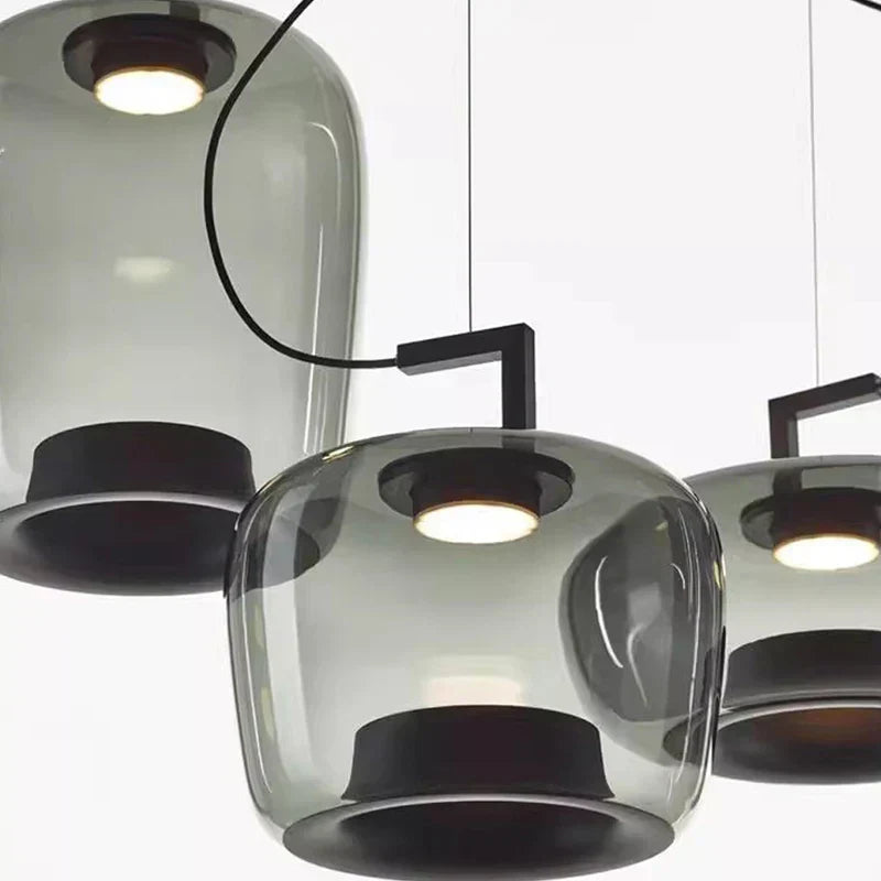 Modern LED Pendant Light – Glass &amp; Aluminum Fixture for Kitchen & Dining