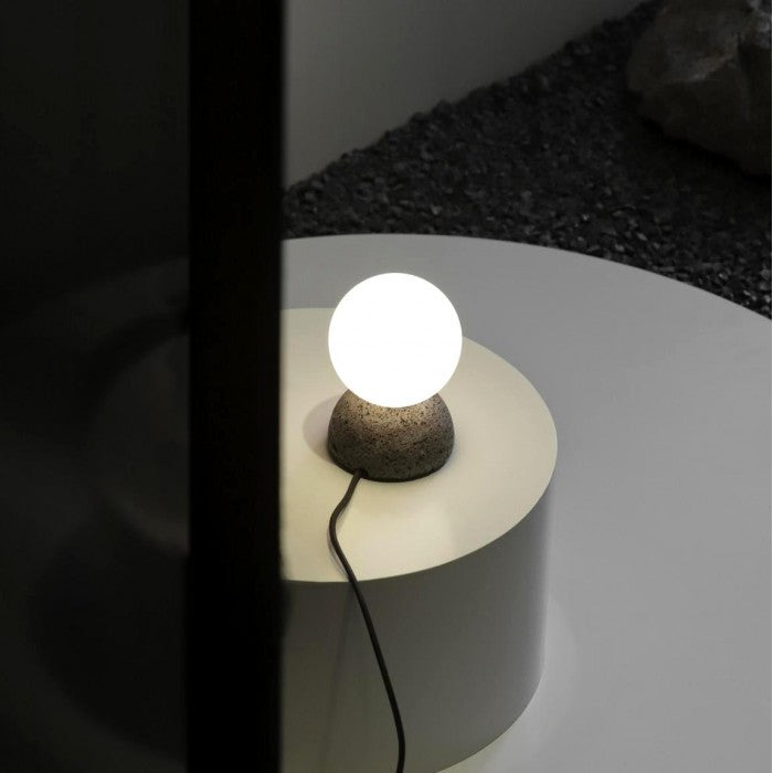 Origo Geometric Pendant Light – Volcanic Stone & Opal Glass Design