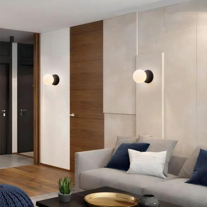 Origo Geometric Pendant Light – Volcanic Stone & Opal Glass Design