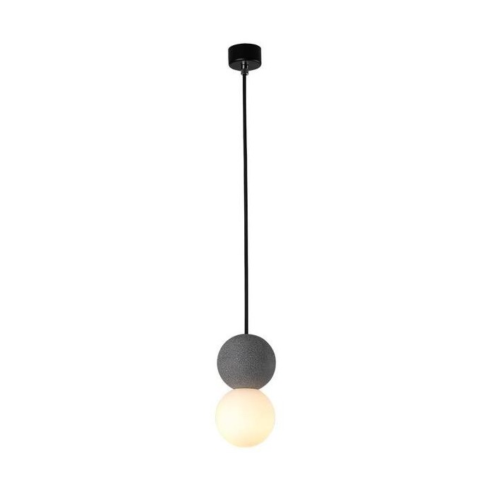 Origo Geometric Pendant Light – Volcanic Stone & Opal Glass Design