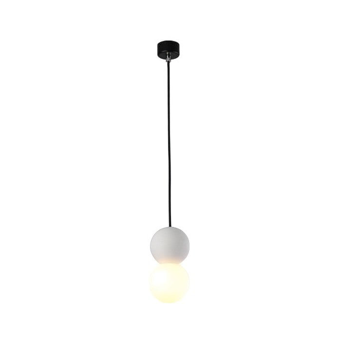 Origo Geometric Pendant Light – Volcanic Stone & Opal Glass Design