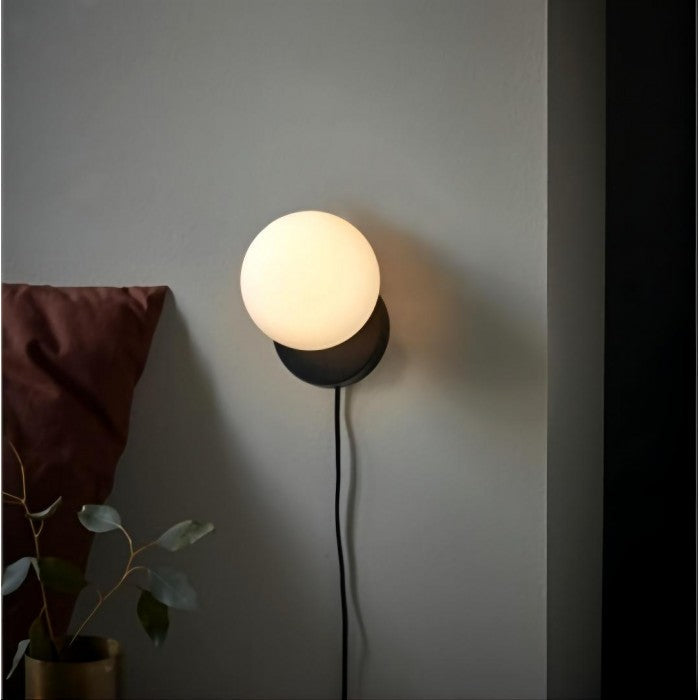 Origo Geometric Pendant Light – Volcanic Stone & Opal Glass Design