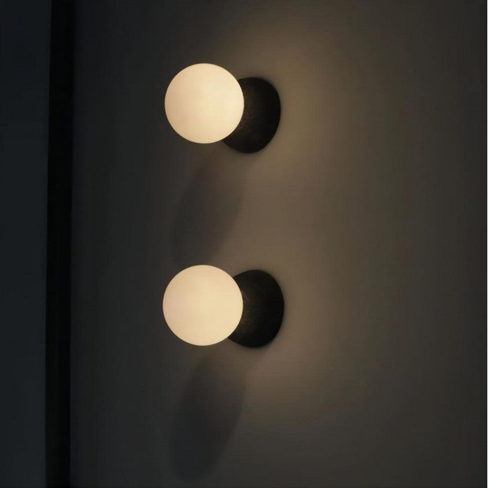Origo Geometric Pendant Light – Volcanic Stone & Opal Glass Design