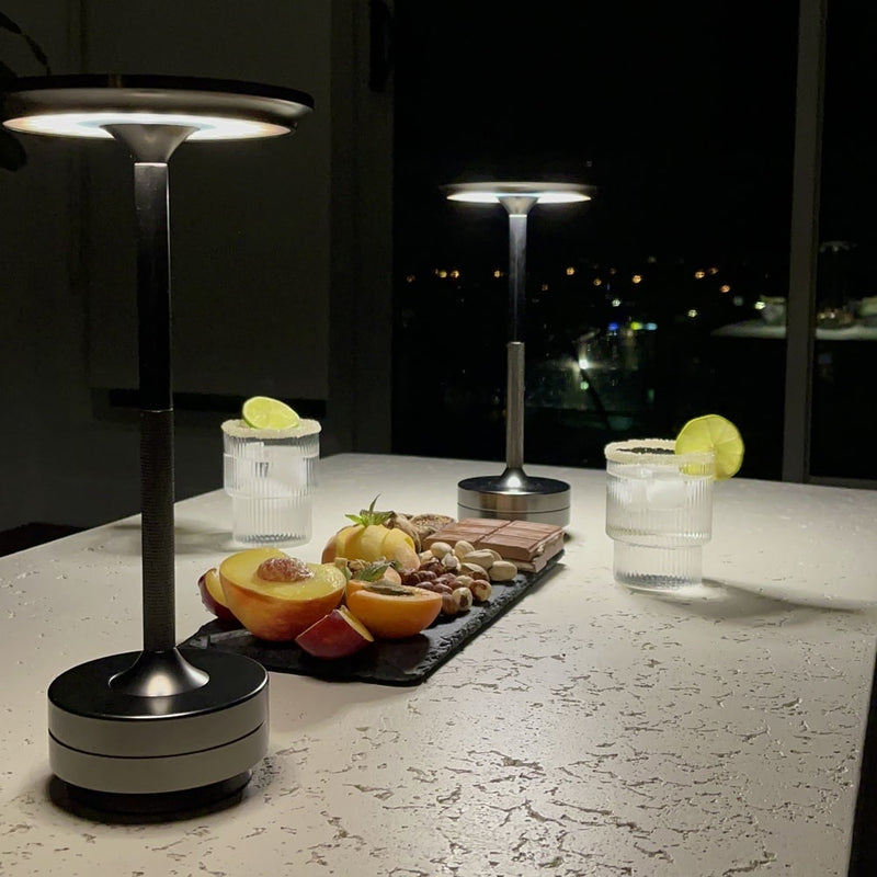 Metallic Cordless Table Lamp – Rechargeable Modern LED Light for Indoor & Outdoor