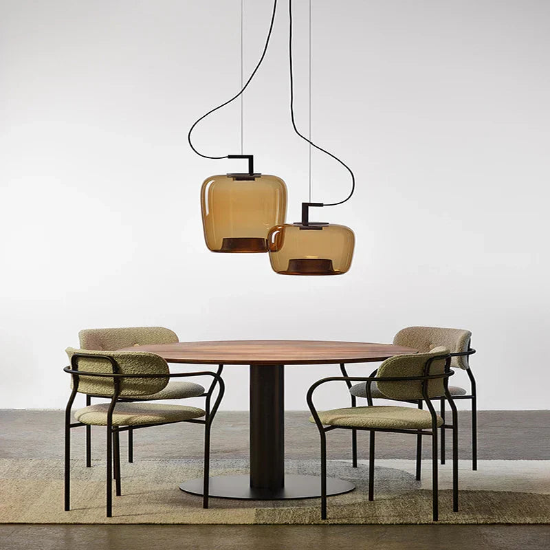 Modern LED Pendant Light – Glass &amp; Aluminum Fixture for Kitchen & Dining
