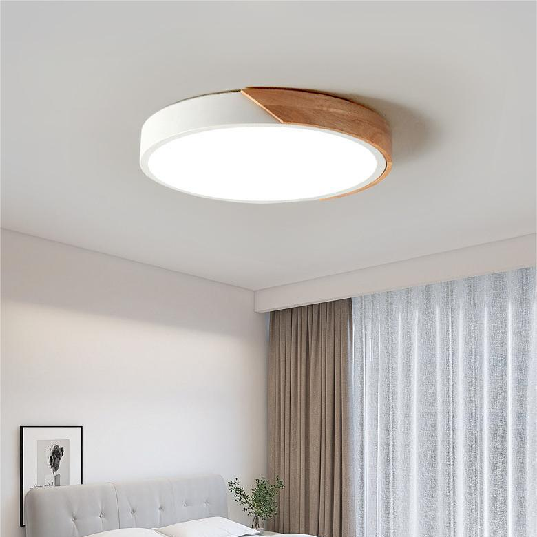 Nordic Wooden Macaroon LED Ceiling Light – Modern Wood & Metal Design