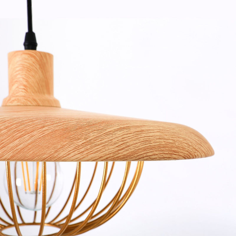 Nordic Wood-Effect Pendant Light – Industrial-Inspired Hanging Lamp